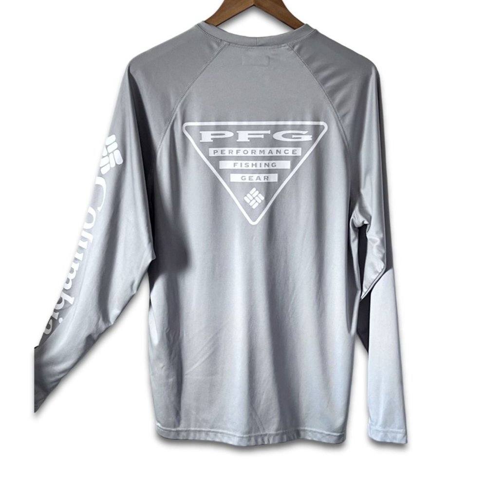 Columbia Men's M PFG Terminal Tackle UPF 50 Long Sleeve Fishing Shirt Gray